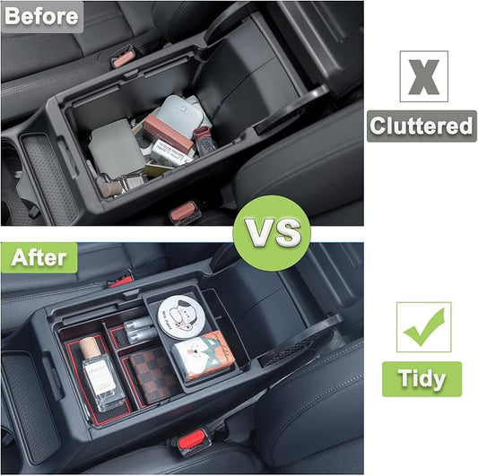 PIMCAR Center Console Organizer for 2023 2024 2025 2026 Honda CR-V LX/EX/EXL/Sport/Sport-L/Sport Touring Hybrid ABS Plastic Material Armrest Box Insert Tray Accessories-Red Trim