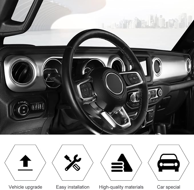 RT-TCZ Center Console Trim Cover Dashboard Control Panel Cover Decorative Interior Accessories for Jeep Wrangler JL JLU & Gladiator JT 2018-2023,Silver