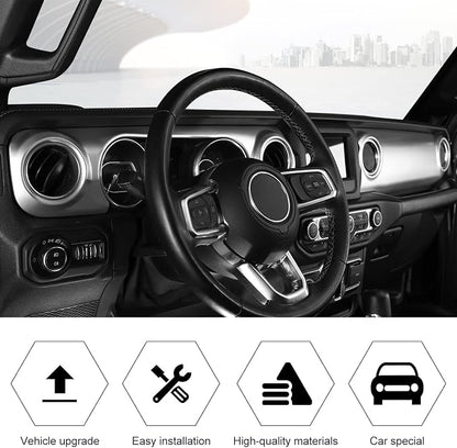 RT-TCZ Center Console Trim Cover Dashboard Control Panel Cover Decorative Interior Accessories for Jeep Wrangler JL JLU & Gladiator JT 2018-2023,Silver