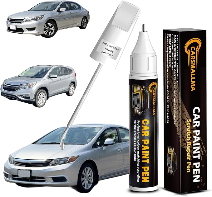 Car Touch Up Paint for Honda(NH-700M Alabaster Silver Metallic), Color Accurate Car Scratch Repair Remover Pen,Auto Paint Quick and Easy to fix Vehicle Chips and Nicks Scuff