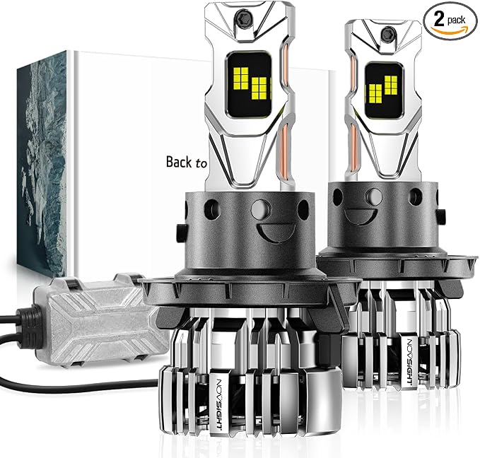 NOVSIGHT H13 LED Fog Light Bulbs - 55000 Lumens 100000 Hour Durability, 6500K Cool White Light, IP68 All-Weather Waterproof, Pack of 2