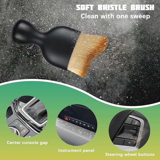 Car Interior Detailing Brush, Curved Soft Bristles Vehicle Removal Dust Collectors, Scratch-Free Automotive Cleaning Tool Accessories, Universal for Truck SUV Sedan (Brown)