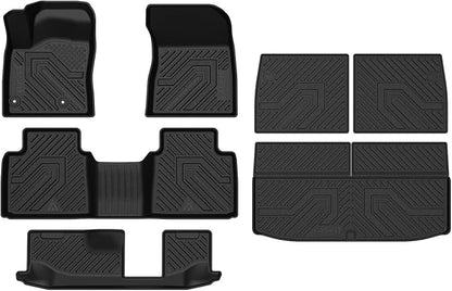 LASFIT Floor Mats & Cargo Mats for 2025-2020 Mitsubishi Outlander (Not Fit PHEV or Sport), Custom Fit Full Coverage All Weather TPE Floor Liners with Backrest Mats Protection for Every Row, Black