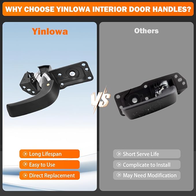 Interior Door Handles Left Right Front Rear Side Replaces 20833606 20833602 | Compatible with 2007-2013 Chevy Silverado Tahoe Suburban Avalanche GMC Sierra Yukon 1500 2500 3500 HD
