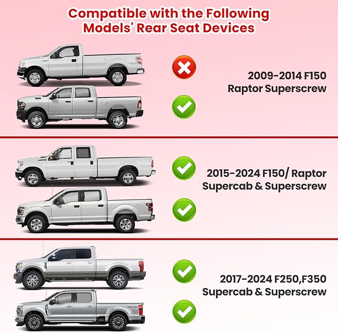Kaishengyuan Upgraded Rear Seat Quick Release with Elastic Rope Compatible with Ford F-150 (2009+) & F-250/350 (2017+)