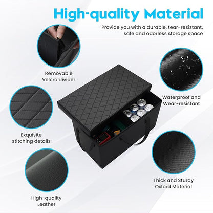 Autorder Car Seat Organizer for 2017-2025 2026 Chrysler Pacifica Accessories Portable Backseat Organizer with Lid Handles Multipurpose Car Floor Storage for Kids Toys Baby Products Daily Necessities