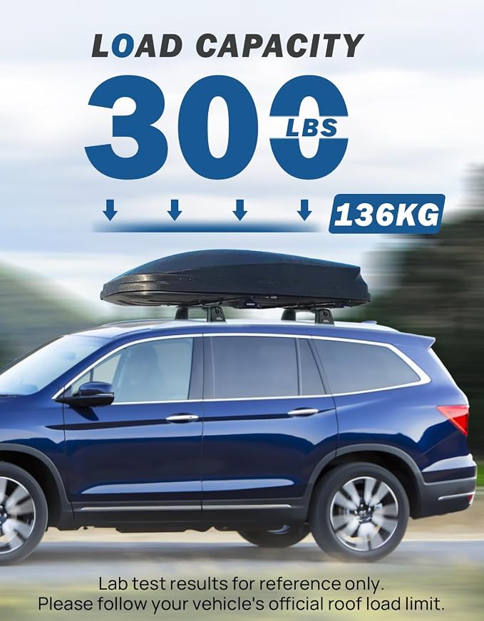 JOYTUTUS Roof Rack Cross Bars Compatible with Honda Pilot 2016-2022 Without Roof Side Rails, Lockable Aluminum Crossbars for Roof Racks Suitcases Kayaks Canoes Bikes Skis