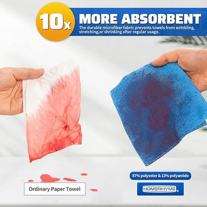 Microfiber Cleaning Cloth, 200 Pack Blue Cleaning Rags Microfiber Towel Bulk Absorbent Lint-Free Wash Cloths, All-Purpose Towels for Cars, Shop, Automotive, Garage, Home & Kitchen