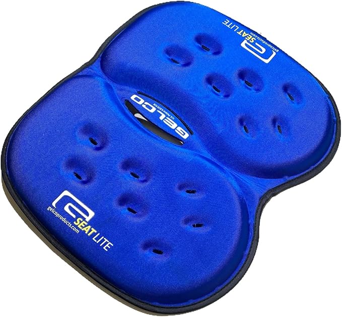 G Seat LITE Travel Gel Foam Cushion | Back Pain, Sciatica, Pressure Relief | Relieves Tailbone Discomfort, Promote Healthy Posture | Ergonomic Comfort | Car, Commute, Airplane and Travel - Blue