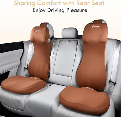 FLORICH Memory Foam Seat Cushion for Car and Lumbar Support Headrest Pillow Ergonomic Car Seat Back Support Neck Pillow for Driving Truck Driver Seat Cushion Lumbar Pillows for Back Pain Relief, Brown