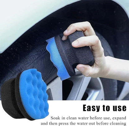 KVAEY 2 PCS Tire Dressing Applicator Pads, Reusable Hex Grip Tire Shine Applicator Polishing Sponge Pads, Wheel Tire Shine Detailing Foam for Most Vehicles, Car Accessories (Blue, 4.33")