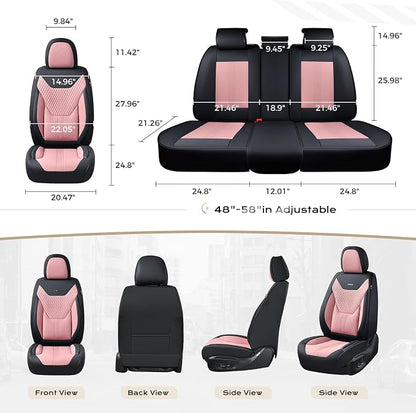Coverado Car Seat Covers with Lumbar Support, Front Covers for Cars, Universal Automotive Seat Cover, Waterproof, Leather Car Seat Cushion, Interior Seat Protectors for Most Cars