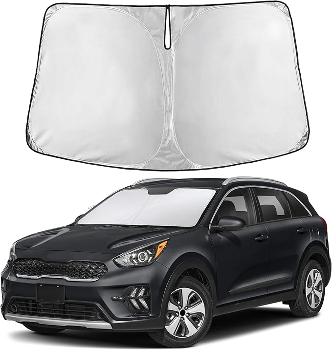 EcoNour Windshield Sunshade Compatible for Kia NIRO 2017-2020 2021 2022, Sun Visor for Front Windshield & Window Sun Shade Cover, UV Heat Blocker & Protector, Car Accessories
