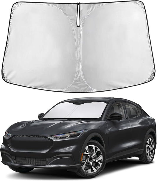 EcoNour Windshield Sunshade Compatible for Ford Mustang Mach-E 2021-2024 2025 2026, Sun Visor for Front Windshield & Window Sun Shade Cover, UV Heat Blocker & Protector, Car Accessories