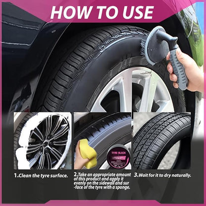 Wheel Shine,120g Tyre Coating Black Wax with Sponge - Tire Coating | for Long-Lasting Bright Luster Looking like New Truck Motorcycle Rv Protection Blackening