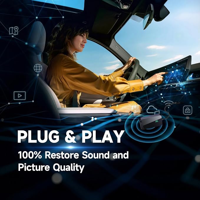 Jemluse Wireless CarPlay Adapter for Apple iPhone - 4-in-1 USB-A Dongle to Convert Wired to Wireless Car Play Adapter - Android Auto, AirPlay, Miracast(Jet Gray)