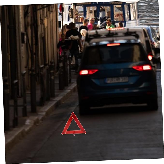 VOSAREA Safety Triangle Reflective Warning Sign for Vehicles High Visibility Roadside Kit for Car Breakdowns and Traffic Safety Easy to up Reflector
