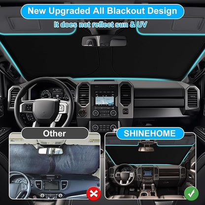 Car Sun Shade for 2015-2020 2021 2022 2023 2024 2025 2026 Ford F150 Windshield Sun Shade, Sun Visor Windshield Screen Cover for F150 Front Window Sunshade Foldable Auto Interior Accessories