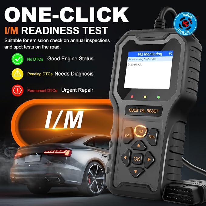 Car Code Reader OBD2 Scanner for Check Engine Light Oil Reset OBDII Scan Tool Diagnostic Tool Reset Fix Clear Fault Code Readers for Cars 1996+ Black