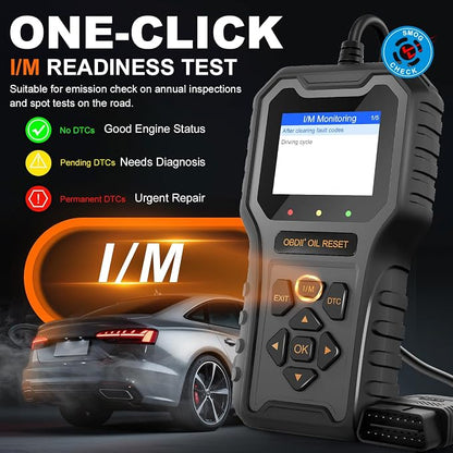 Car Code Reader OBD2 Scanner for Check Engine Light Oil Reset OBDII Scan Tool Diagnostic Tool Reset Fix Clear Fault Code Readers for Cars 1996+ Black