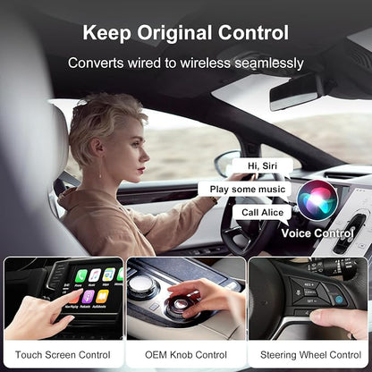 2025-New-Wireless-CarPlay-Adapter for Cars with Wired CarPlay/Android Auto 2 in 1,Instant Auto-Connect 5.8GHz WiFi USB/Type-C Plug and Play Compatible with iOS 10+ & iPhone 6+