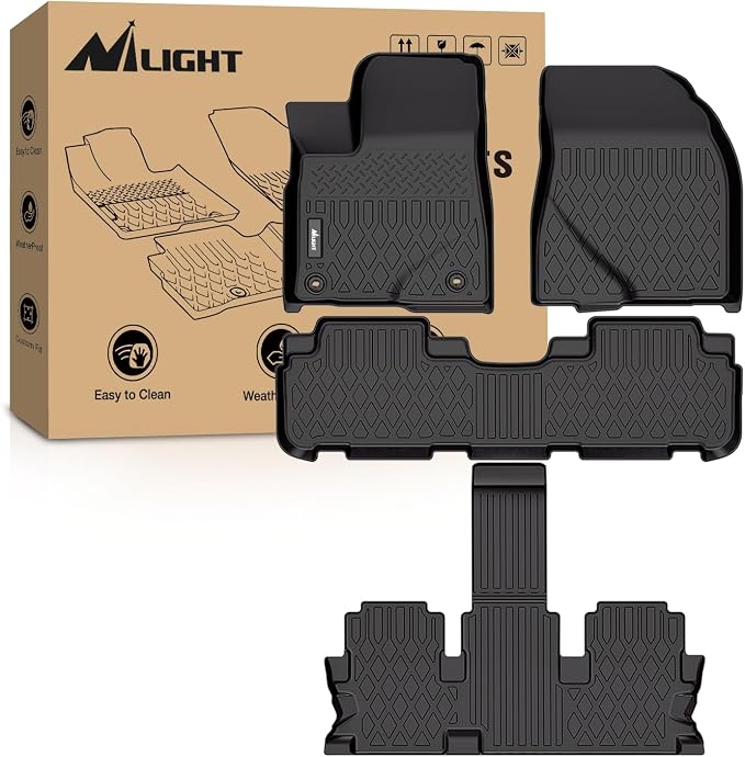 Nilight TPE Floor Mats for Toyota Highlander 7&8 Seats 2014 2015 2016 2017 2018 2019 (Not for Hybrid) All Weather Custom Fit Heavy Duty Floor Liners