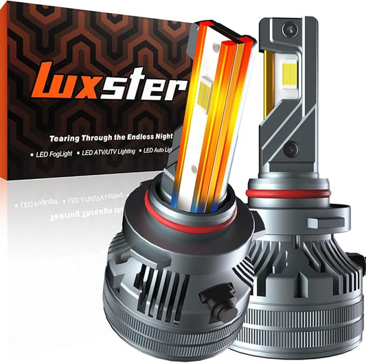LUXSTER Punisher 9012 LED Bulbs, 60000LM Ultra Bright, Triple Copper Pipes Cooling Tech(Unique), Plug-N-Play Installation, HIR2 6000K Pure White Foglight, IP68 Waterproof, Pack of 2