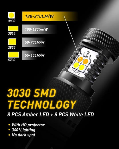 AUXITO 3157 Switchback LED Turn Signal Bulbs, 3157 LED Bulb White and Amber Dual Color 3057 3457 4157 LED Bulbs with 3030 Chipsets for Turn Signal Lights Parking Lights Tail Lights, (Pack of 2)