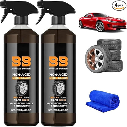 2026 Upgraded Bronze Bomber Wheel Cleaner, Tire Cleaner,- Safe on Chrome and All Wheel Finishes - Brake Dust, Dirt, Browning, Grease, and Grime Remover (US Stock) (2PACK)