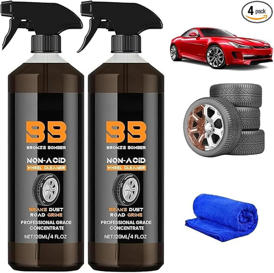 2026 Upgraded Bronze Bomber Wheel Cleaner, Tire Cleaner,- Safe on Chrome and All Wheel Finishes - Brake Dust, Dirt, Browning, Grease, and Grime Remover (US Stock) (2PACK)