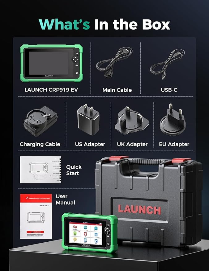 Launch X431 CRP919 EV 2026 Bidirectional Scan Tool, for Electric Vehicles New Energy Cars, All-in-One Full System Diagnostic Scanner, 43+ Reset, ECU Coding, CANFD&DOIP, FCA AutoAuth, 2Yrs Free Update