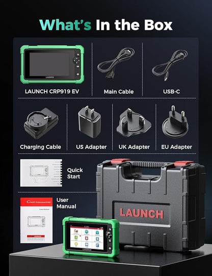 Launch X431 CRP919 EV 2026 Bidirectional Scan Tool, for Electric Vehicles New Energy Cars, All-in-One Full System Diagnostic Scanner, 43+ Reset, ECU Coding, CANFD&DOIP, FCA AutoAuth, 2Yrs Free Update