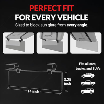 Glare Guard Professional-Grade Polarized Sun Visor Extender – Anti-Glare Sun Glare Blocker for Car Windshields, Adjustable Clip-On UV400 Tinted Visor Extension for Cars, Trucks & SUVs