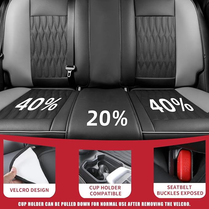 Car Seat Covers , Luxury Breathable Waterproof Faux Leatherette Car Seat Covers Cushion Protectors with Lumbar Support, Car Seat Cushion, Universal Fit Most Cars (Black-Gray, Full Set - 5 Seats)