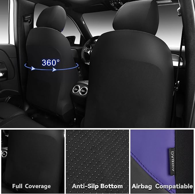 CAR PASS Memory Foam Leather Front Seat Covers, Waterproof Nappa Leather Seat Covers Front Seats Universal Fit for Cars,SUV,Truck Seat Covers Thick 3D Foam Comfortable, Airbag Compatible Black Blue
