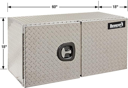 Buyers Products 1705215 Underbody Truck Tool Box w/ Barn Doors, 18x18x 60 Inch, Diamond Tread Aluminum, Made in USA, Compression Latch, Weather Resistant, Toolbox for Flatbeds, Trailers & Work Trucks