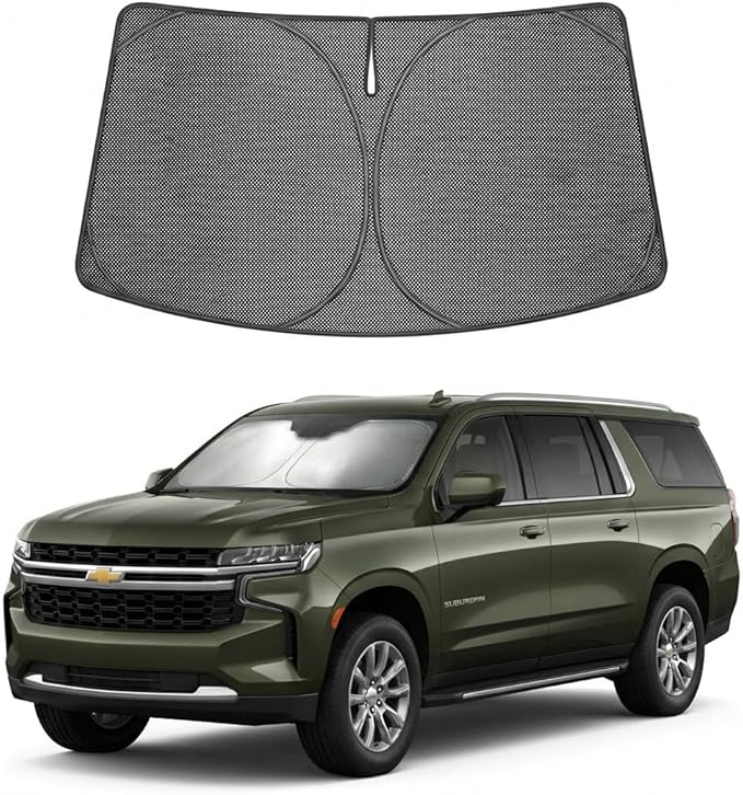 Proadsy Windshield Sun Shade Custom Fit Chevrolet Chevy Suburban 2021-2026 Ice Crystal Black Front Window Sunshade UV and Heat Blocker Foldable Visor Keeps Car Cooler for Summer Parking and Daily Use