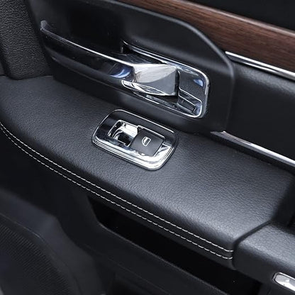 Window Lift Switch Cover Interior Button Trim Kit for Dodge RAM 2010-2017/for 2011-2021 Dodge Charger Durango（Chrome