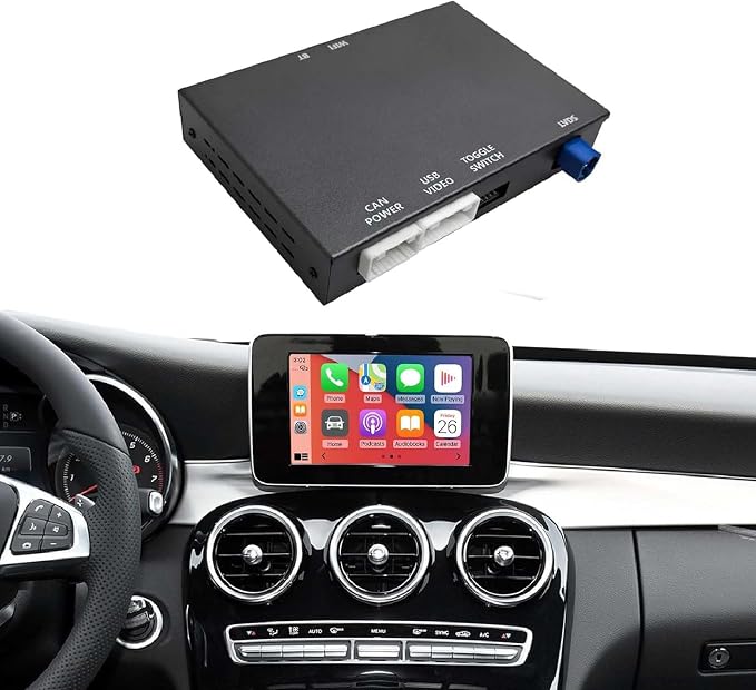 Wireless CarPlay & Android Auto Retrofit Kit Decoder for Mercedes Benz A/CLA/GLA/B/C/E/G/SL/V Class (2014–2019) with NTG5.0/5.1 System, Supports Original Knob Control & Camera