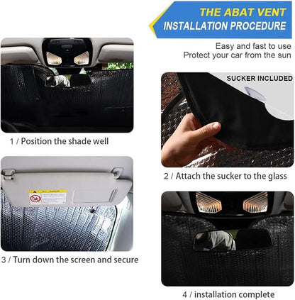 Cars Front Sun Shade Windshield,Foldable Reflective Sun Visor Black Background White Polka Dots Pattern Windshield Sunshade Cover,Blocks UV Ray Sun Protect Interior Keep Cool,53" x 23.5 "