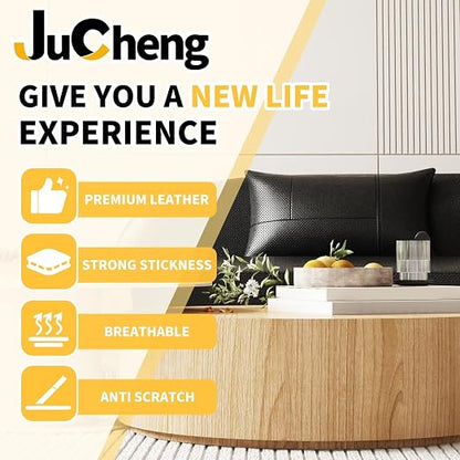 JuCheng Breathable Perforated Self-Adhesive Leather Repair Patch for Furniture, Couches, Car Seats, Office Chairs Faux Leather & Vinyl Repair Kit (Light Brown, 20x120inch)