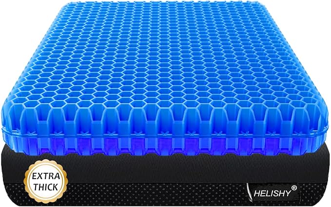 Gel Seat Cushion for Long Sitting Pressure Relief(Extra Thick＆Soft) -Wheelchair Cushion for Pressure Sores - Coccyx, Sciatica & Tailbone Pain Relief Cushion- Non-Slip Butt Pillow for Office,Home,Car