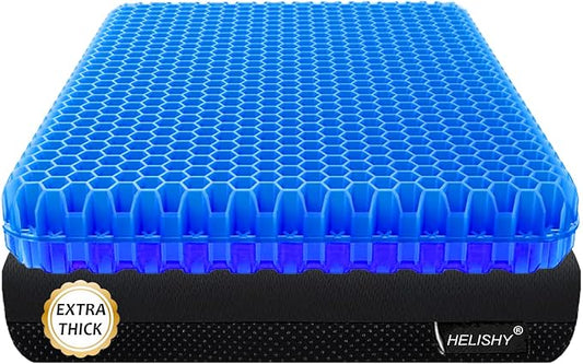 Gel Seat Cushion for Long Sitting Pressure Relief(Extra Thick＆Soft) -Wheelchair Cushion for Pressure Sores - Coccyx, Sciatica & Tailbone Pain Relief Cushion- Non-Slip Butt Pillow for Office,Home,Car