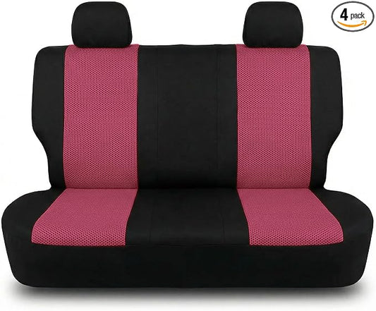 FH Group Automotive Rear Car Seat Covers for SUV, Trucks, Sedan and More - Universal Fit Rear Solid Bench Design Interior Accessories - 3D Mesh Fabric Center Panel - Burgundy