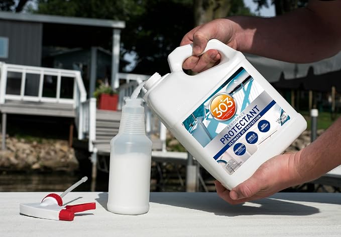Provides UV protection for marine vinyl and surfaces while helping prevent fading, cracking, and staining.