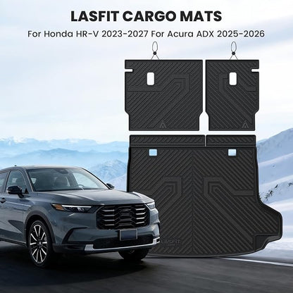 LASFIT Cargo Mat with Backrest Mat for Honda HRV 2023-2026 & for Acura ADX 2025-2026, All Weather TPE Custom Fit Trunk Mat Cargo Liner with Seatback Mat Accessories, Black