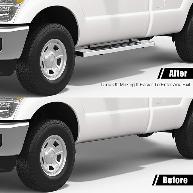 6 Inch Side Steps Running Boards; Compatible with 2019-2026 Chevy Silverado/GMC Sierra 1500, 2500, 3500 Regular/Standard/Single Cab Truck; Stainless Steel, Plastic; OE Style