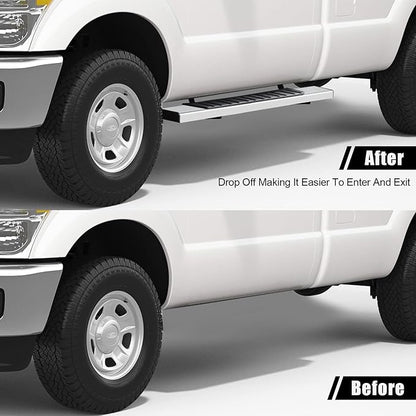 6 Inch Side Steps Running Boards; Compatible with 2019-2026 Chevy Silverado/GMC Sierra 1500, 2500, 3500 Regular/Standard/Single Cab Truck; Stainless Steel, Plastic; OE Style