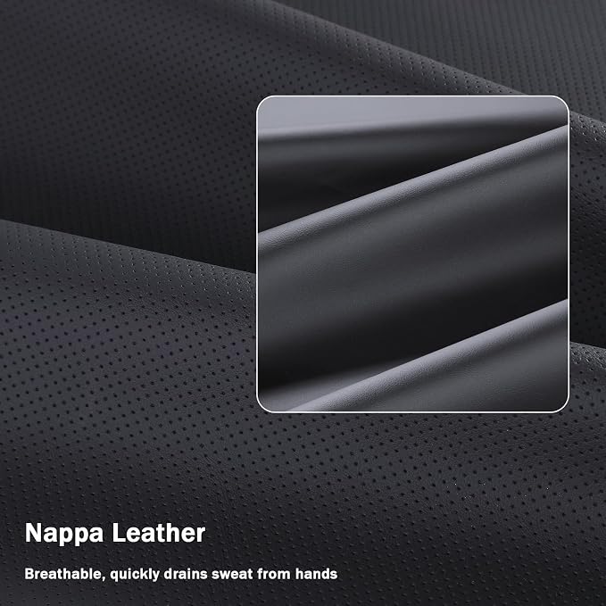 Steering Wheel Cover for 2017-2023 Tesla Model 3 2020-2024 Tesla Model Y, Leather Steering Wheel Cover for Tesla Model 3/Y Accessories, Black