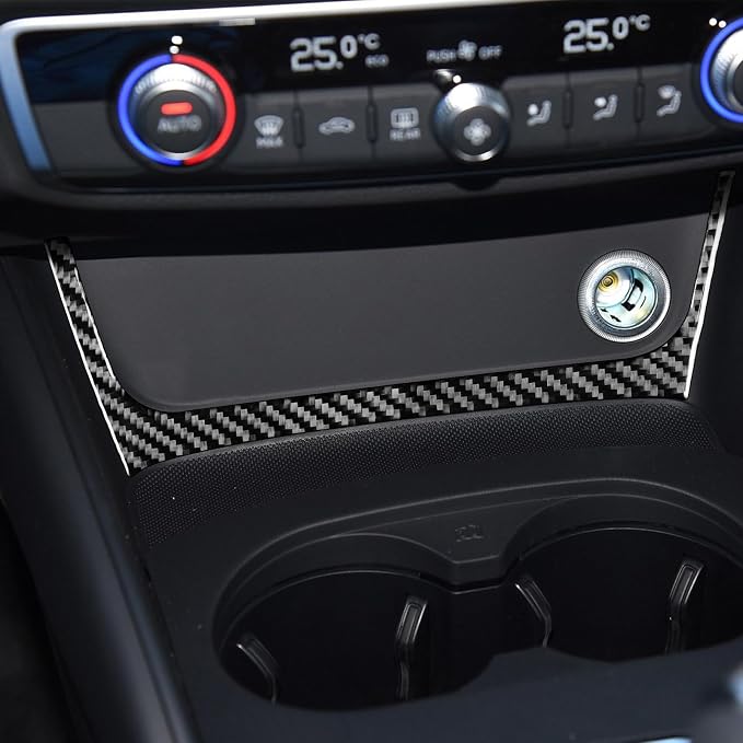Real Premium Carbon Fiber Decor Compatible with Audi A3 S3 RS3 8V 2013 2014 2015 2016 2017 2018 2019 Car Center Console Power Outlet Sticker Frame Interior Accessories Decal Black
